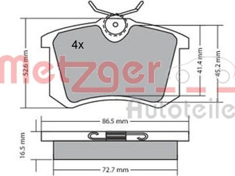 Metzger 1170060 - Тормозные колодки, дисковые, комплект www.autospares.lv