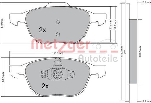 Metzger 1170008 - Тормозные колодки, дисковые, комплект www.autospares.lv