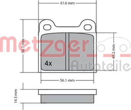 Metzger 1170003 - Brake Pad Set, disc brake www.autospares.lv