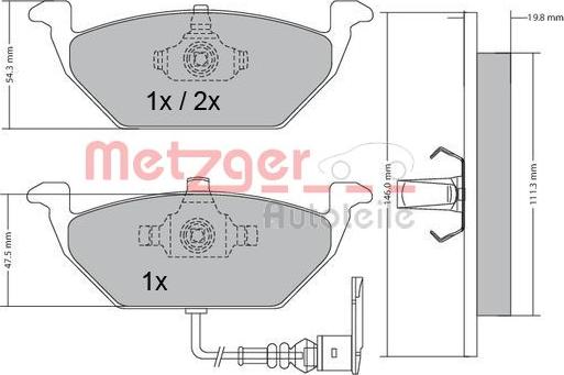 Metzger 1170002 - Brake Pad Set, disc brake www.autospares.lv