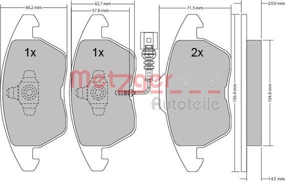 Metzger 1170007 - Brake Pad Set, disc brake www.autospares.lv