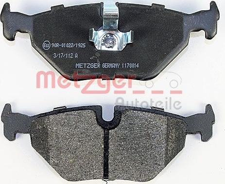 Metzger 1170014 - Тормозные колодки, дисковые, комплект www.autospares.lv