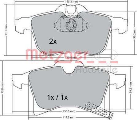 Metzger 1170010 - Тормозные колодки, дисковые, комплект www.autospares.lv