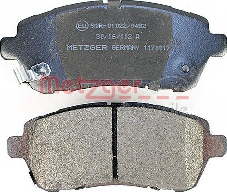 Metzger 1170017 - Bremžu uzliku kompl., Disku bremzes www.autospares.lv