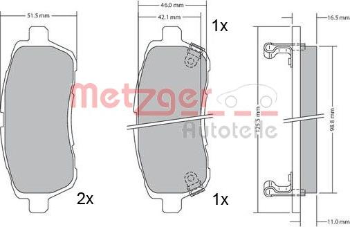 Metzger 1170017 - Тормозные колодки, дисковые, комплект www.autospares.lv