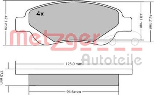 Metzger 1170089 - Brake Pad Set, disc brake www.autospares.lv