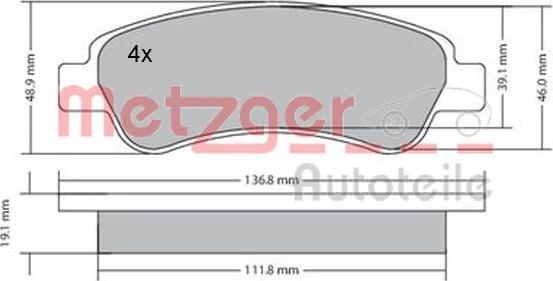 Metzger 1170085 - Тормозные колодки, дисковые, комплект www.autospares.lv