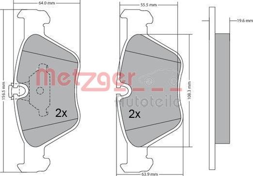 Metzger 1170086 - Bremžu uzliku kompl., Disku bremzes autospares.lv