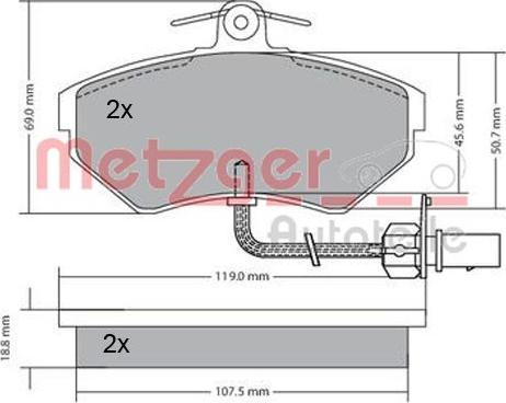 Metzger 1170082 - Тормозные колодки, дисковые, комплект www.autospares.lv