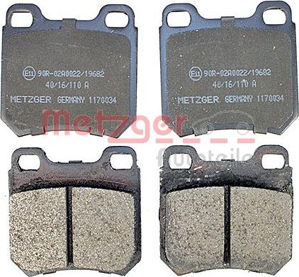 Metzger 1170034 - Brake Pad Set, disc brake www.autospares.lv