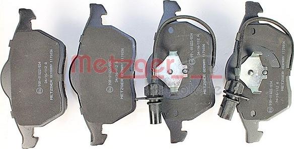 Metzger 1170036 - Тормозные колодки, дисковые, комплект www.autospares.lv