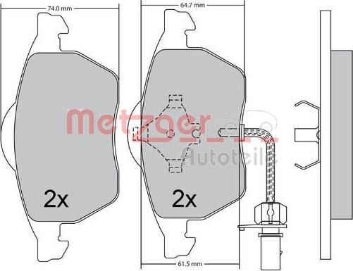 Metzger 1170036 - Тормозные колодки, дисковые, комплект www.autospares.lv