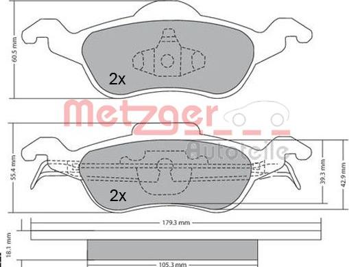 Metzger 1170038 - Тормозные колодки, дисковые, комплект www.autospares.lv