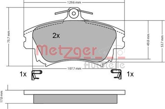 Metzger 1170032 - Brake Pad Set, disc brake www.autospares.lv