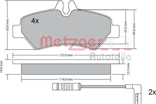 Metzger 1170037 - Bremžu uzliku kompl., Disku bremzes www.autospares.lv