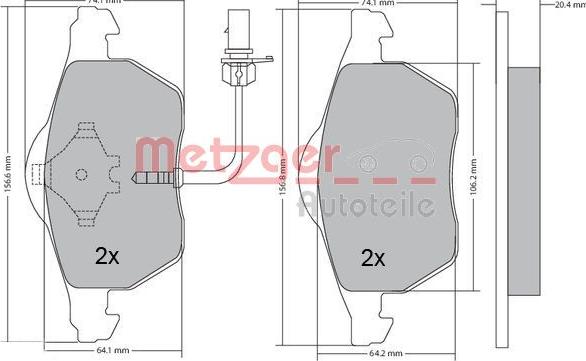 Metzger 1170020 - Тормозные колодки, дисковые, комплект www.autospares.lv