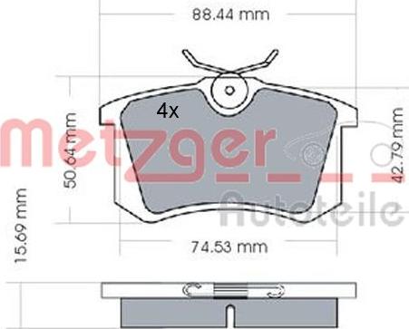 Metzger 1170022 - Тормозные колодки, дисковые, комплект www.autospares.lv