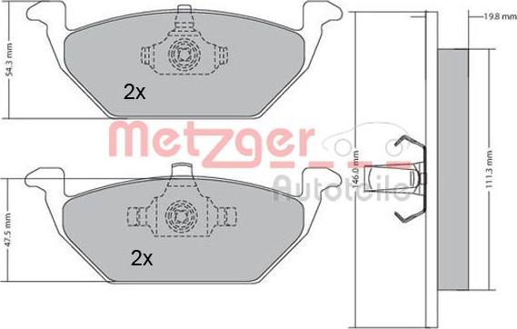 Metzger 1170027 - Brake Pad Set, disc brake www.autospares.lv