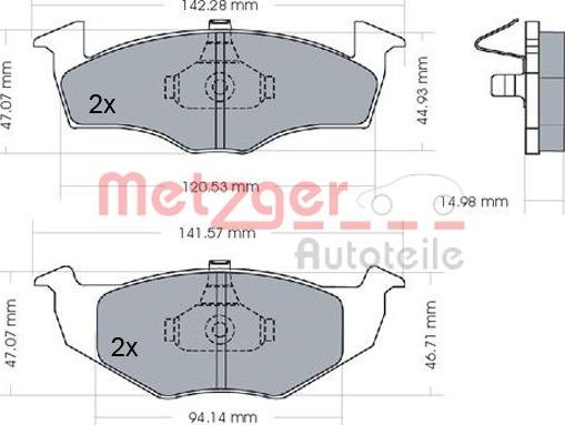 Metzger 1170072 - Тормозные колодки, дисковые, комплект www.autospares.lv