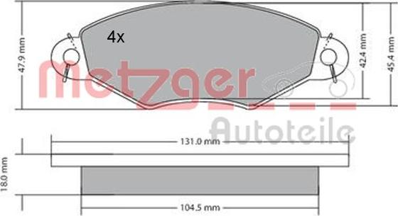 Metzger 1170199 - Тормозные колодки, дисковые, комплект www.autospares.lv