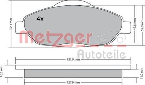 Metzger 1170194 - Bremžu uzliku kompl., Disku bremzes autospares.lv