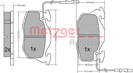 Metzger 1170195 - Brake Pad Set, disc brake www.autospares.lv