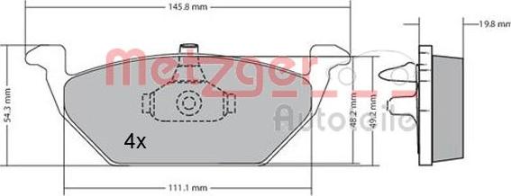 Metzger 1170144 - Тормозные колодки, дисковые, комплект www.autospares.lv