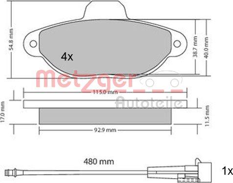 Metzger 1170140 - Brake Pad Set, disc brake www.autospares.lv