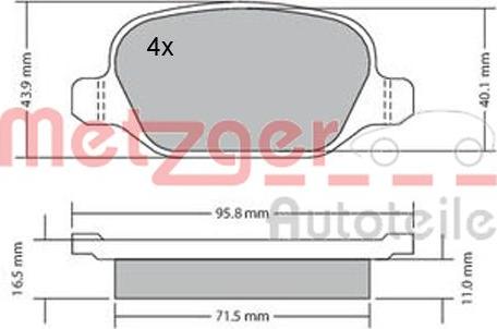 Metzger 1170141 - Bremžu uzliku kompl., Disku bremzes autospares.lv