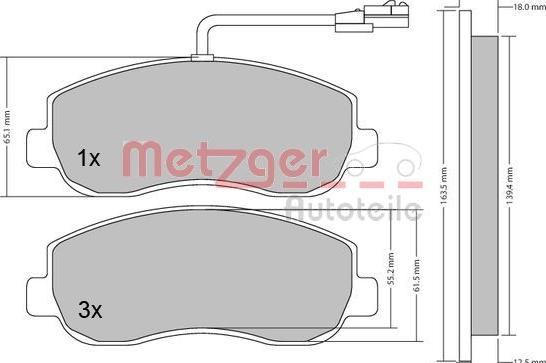 Metzger 1170148 - Bremžu uzliku kompl., Disku bremzes www.autospares.lv