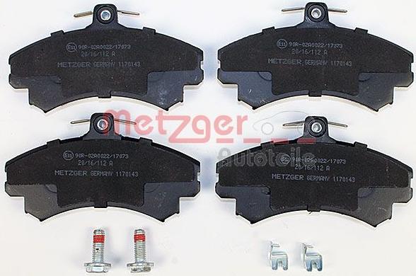 Metzger 1170143 - Тормозные колодки, дисковые, комплект www.autospares.lv