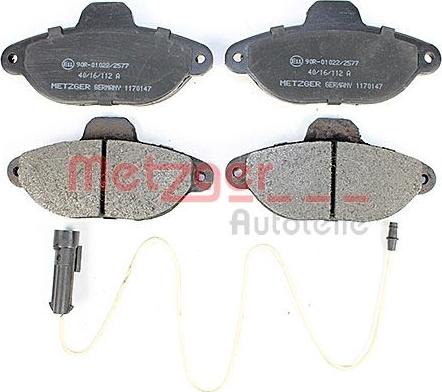 Metzger 1170147 - Brake Pad Set, disc brake www.autospares.lv