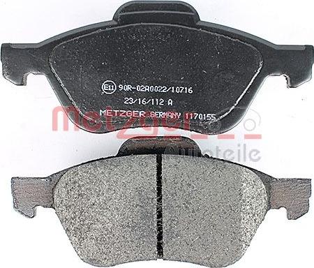 Metzger 1170155 - Bremžu uzliku kompl., Disku bremzes www.autospares.lv