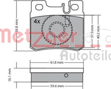 Metzger 1170158 - Bremžu uzliku kompl., Disku bremzes www.autospares.lv