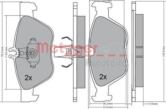 Metzger 1170162 - Bremžu uzliku kompl., Disku bremzes www.autospares.lv