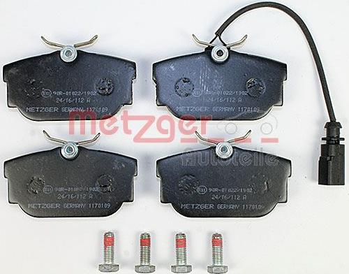 Metzger 1170109 - Brake Pad Set, disc brake www.autospares.lv