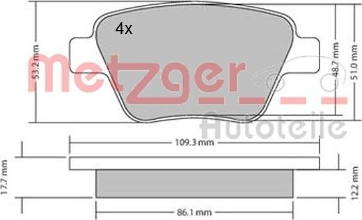 Metzger 1170106 - Bremžu uzliku kompl., Disku bremzes www.autospares.lv