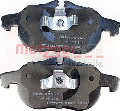 Metzger 1170100 - Тормозные колодки, дисковые, комплект www.autospares.lv