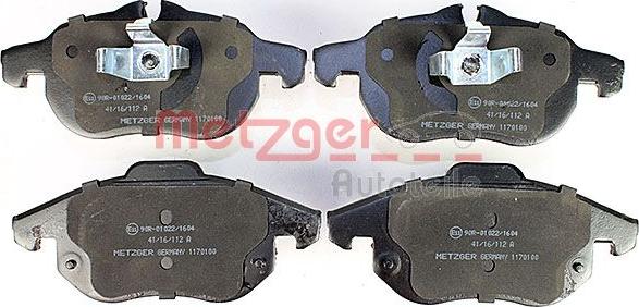 Metzger 1170100 - Тормозные колодки, дисковые, комплект www.autospares.lv