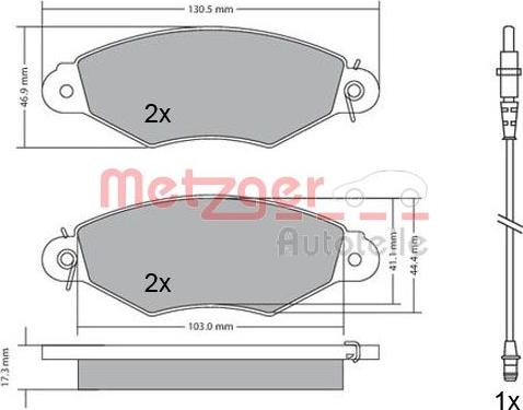 Metzger 1170115 - Тормозные колодки, дисковые, комплект www.autospares.lv