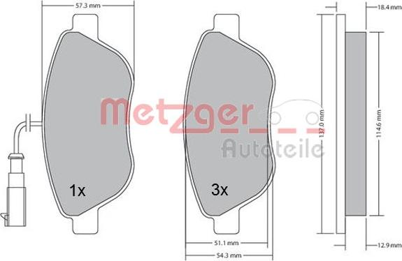 Metzger 1170185 - Bremžu uzliku kompl., Disku bremzes www.autospares.lv