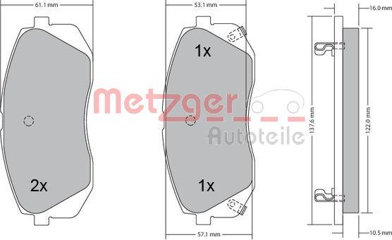 Metzger 1170186 - Bremžu uzliku kompl., Disku bremzes autospares.lv