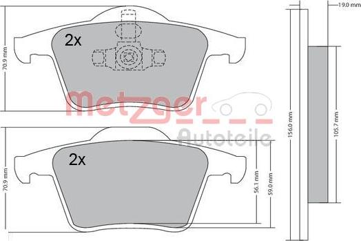 Metzger 1170180 - Bremžu uzliku kompl., Disku bremzes autospares.lv