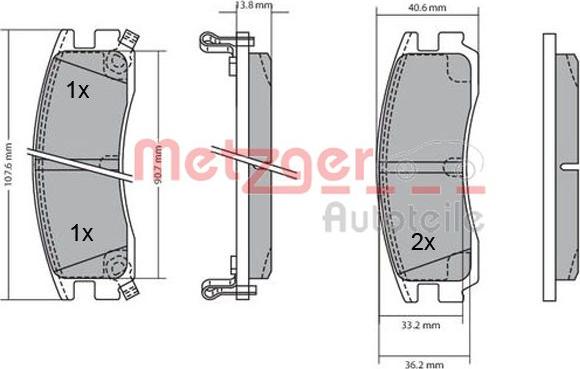 Metzger 1170187 - Bremžu uzliku kompl., Disku bremzes www.autospares.lv