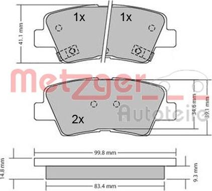 Metzger 1170134 - Bremžu uzliku kompl., Disku bremzes www.autospares.lv