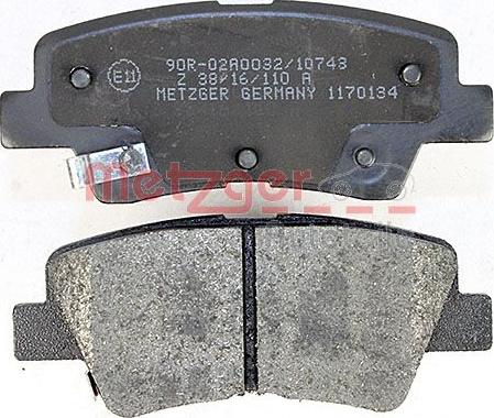 Metzger 1170134 - Тормозные колодки, дисковые, комплект www.autospares.lv