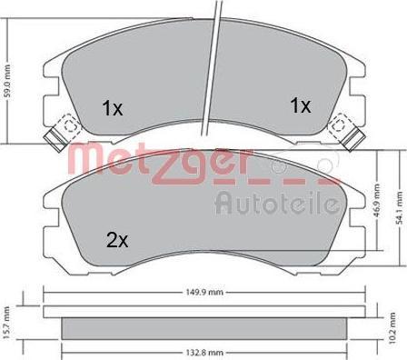 Metzger 1170135 - Тормозные колодки, дисковые, комплект www.autospares.lv