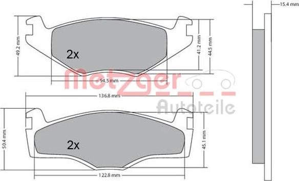 Metzger 1170136 - Brake Pad Set, disc brake www.autospares.lv