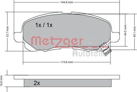 Metzger 1170133 - Тормозные колодки, дисковые, комплект www.autospares.lv