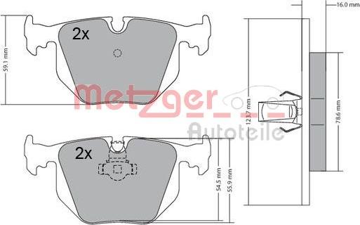 Metzger 1170121 - Bremžu uzliku kompl., Disku bremzes www.autospares.lv